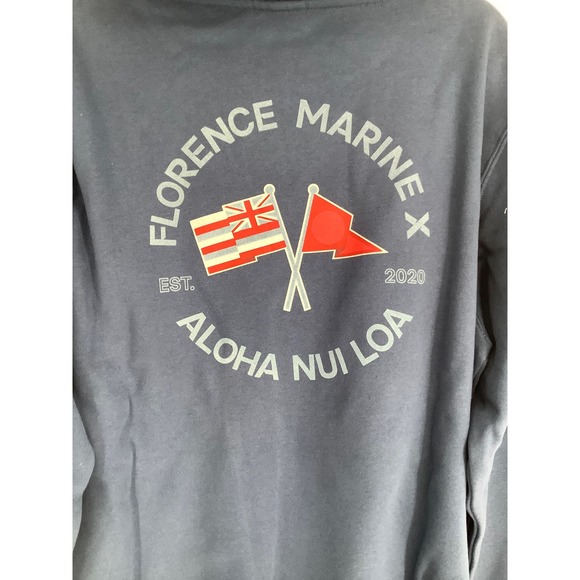 NEW! Florence Marine X Sz XL Nui Loa Hoodie Blue Sweatshirt $85 Organic Repreve - Picture 5 of 12